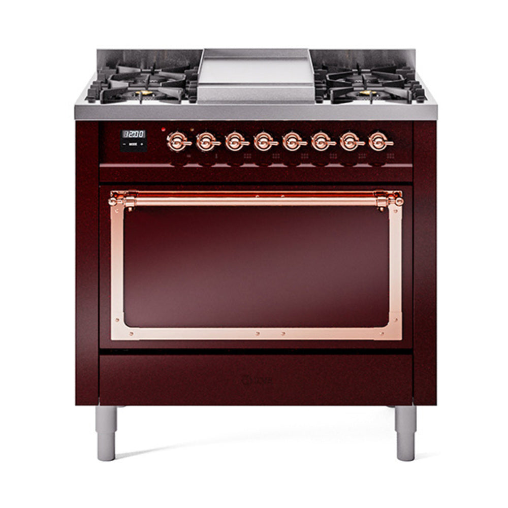 ILVE Nostalgie II Noblesse 36" Dual Fuel Range with Solid Door UN36FQNMP