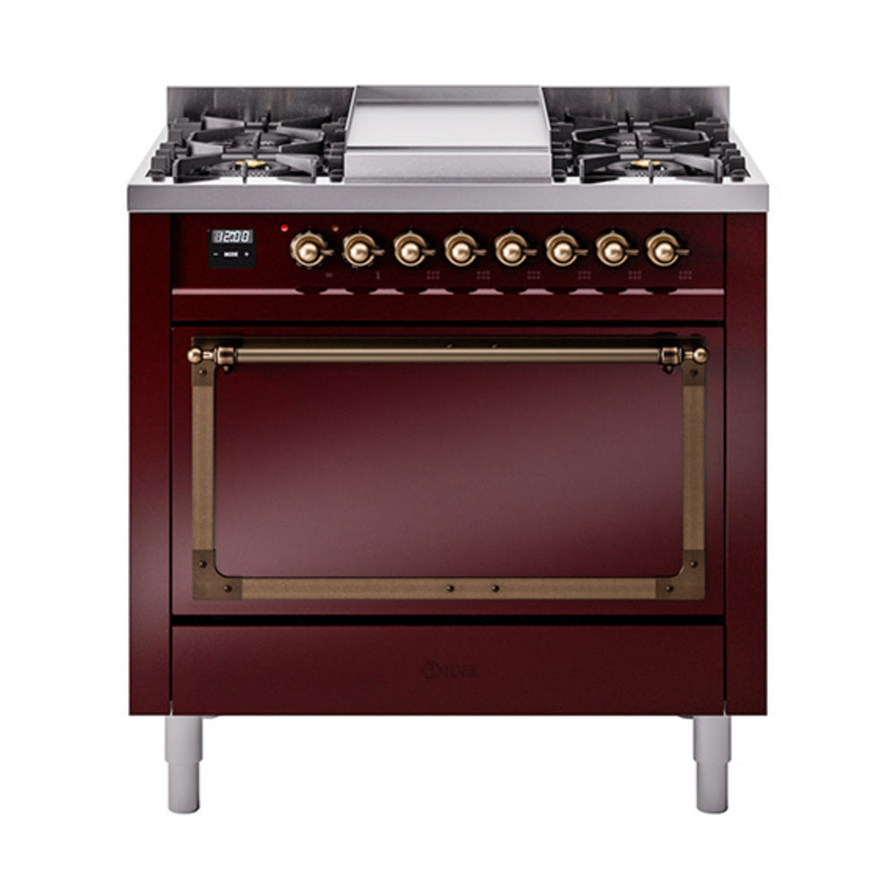 ILVE Nostalgie II Noblesse 36" Dual Fuel Range with Solid Door UN36FQNMP