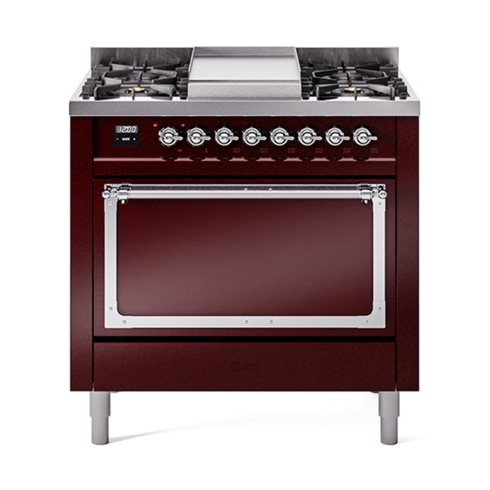 ILVE Nostalgie II Noblesse 36" Dual Fuel Range with Solid Door UN36FQNMP