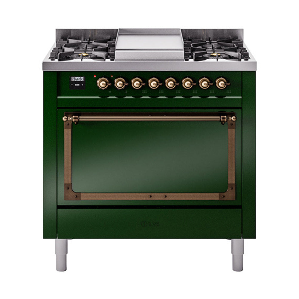 ILVE Nostalgie II Noblesse 36" Dual Fuel Range with Solid Door UN36FQNMP