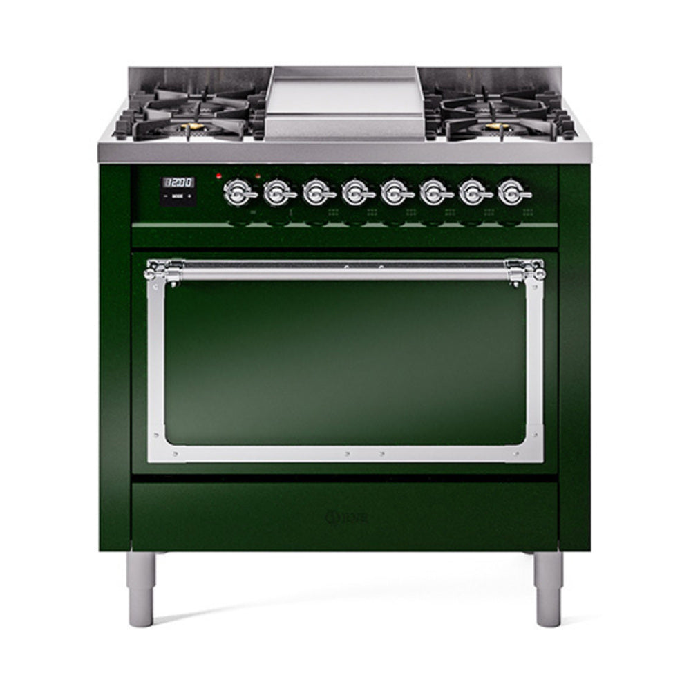 ILVE Nostalgie II Noblesse 36" Dual Fuel Range with Solid Door UN36FQNMP