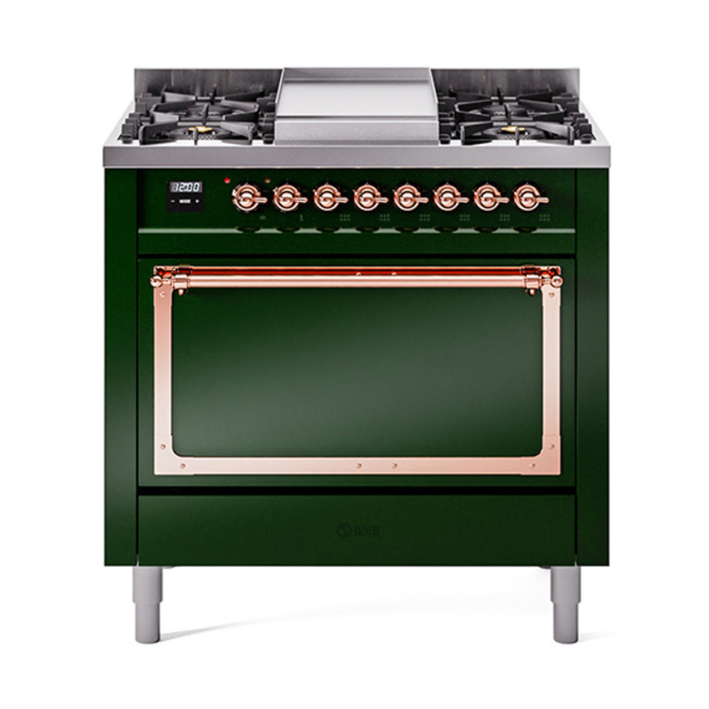 ILVE Nostalgie II Noblesse 36" Dual Fuel Range with Solid Door UN36FQNMP