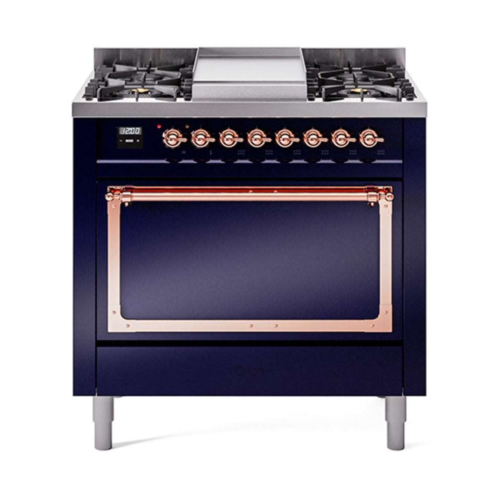 ILVE Nostalgie II Noblesse 36" Dual Fuel Range with Solid Door UN36FQNMP