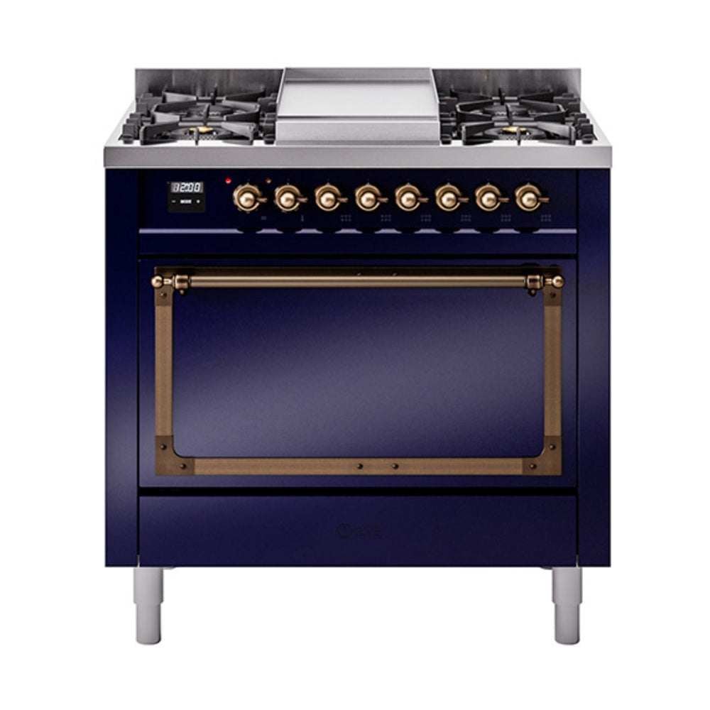 ILVE Nostalgie II Noblesse 36" Dual Fuel Range with Solid Door UN36FQNMP