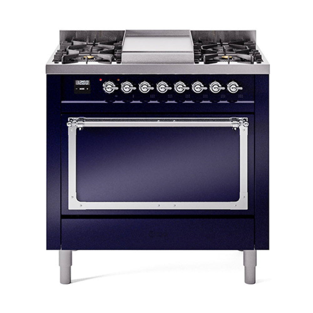 ILVE Nostalgie II Noblesse 36" Dual Fuel Range with Solid Door UN36FQNMP