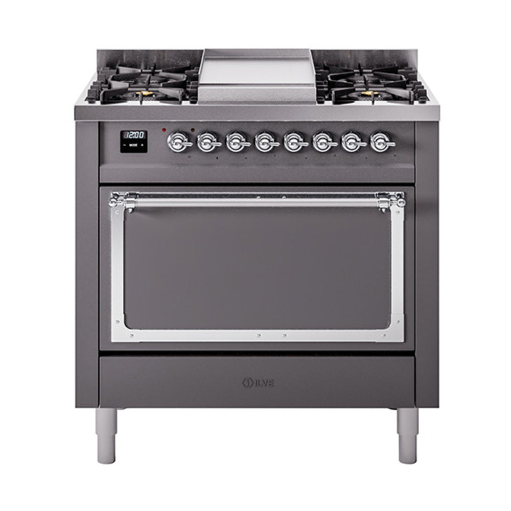 ILVE Nostalgie II Noblesse 36" Dual Fuel Range with Solid Door UN36FQNMP