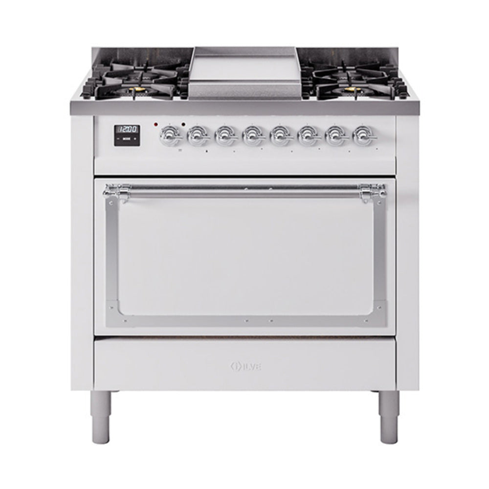ILVE Nostalgie II Noblesse 36" Dual Fuel Range with Solid Door UN36FQNMP