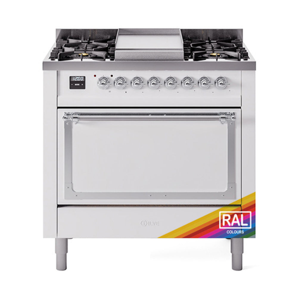 ILVE Nostalgie II Noblesse 36" Dual Fuel Range with Solid Door UN36FQNMP