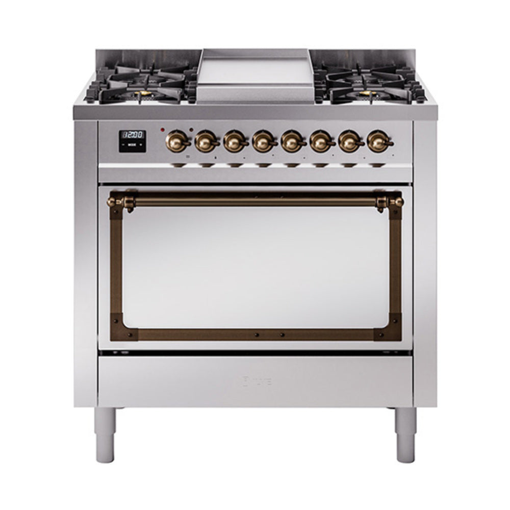 ILVE Nostalgie II Noblesse 36" Dual Fuel Range with Solid Door UN36FQNMP