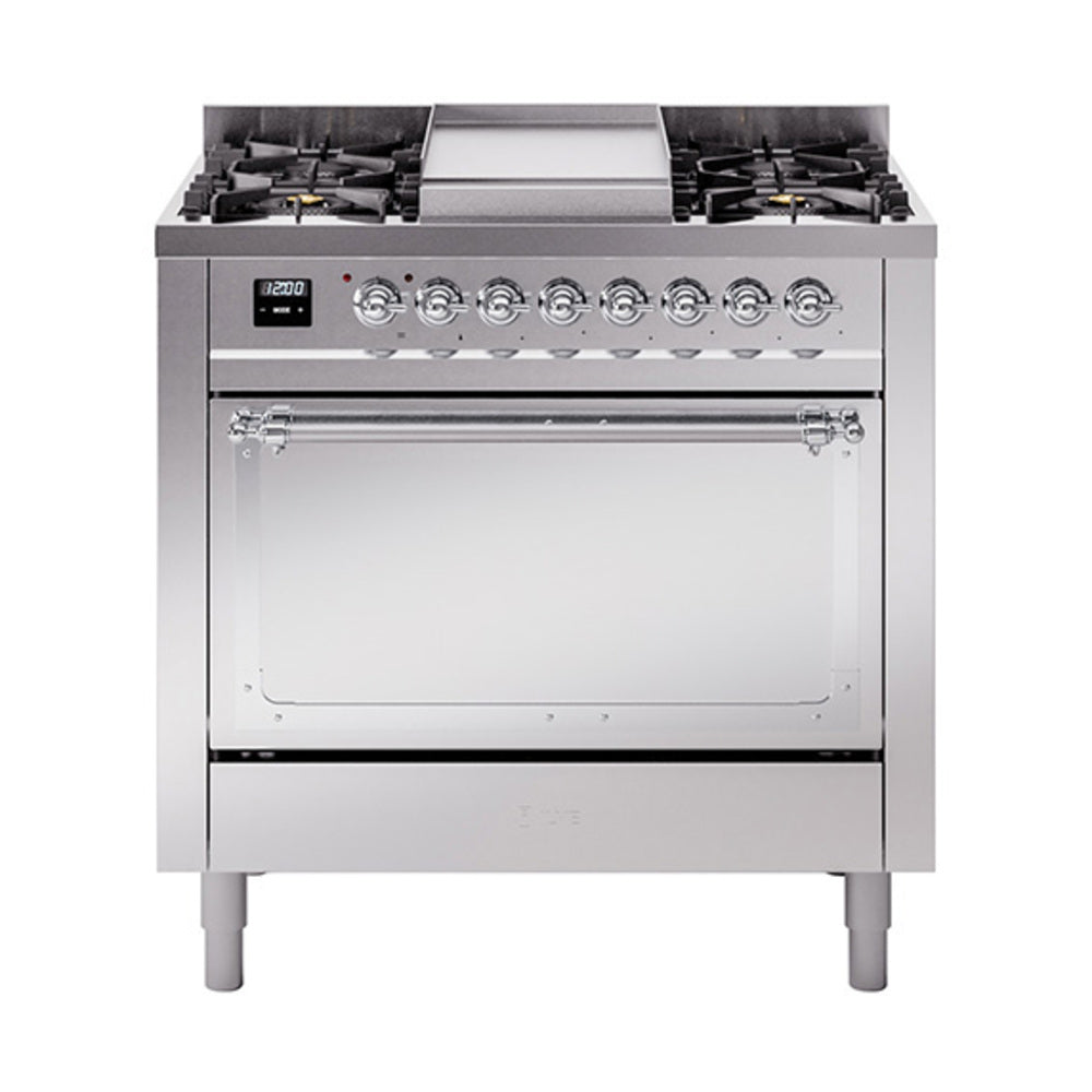 ILVE Nostalgie II Noblesse 36" Dual Fuel Range with Solid Door UN36FQNMP