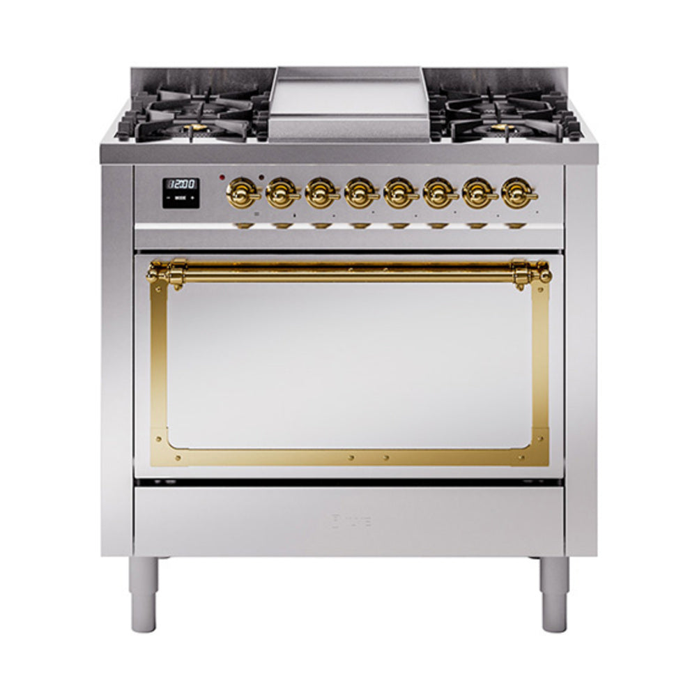 ILVE Nostalgie II Noblesse 36" Dual Fuel Range with Solid Door UN36FQNMP