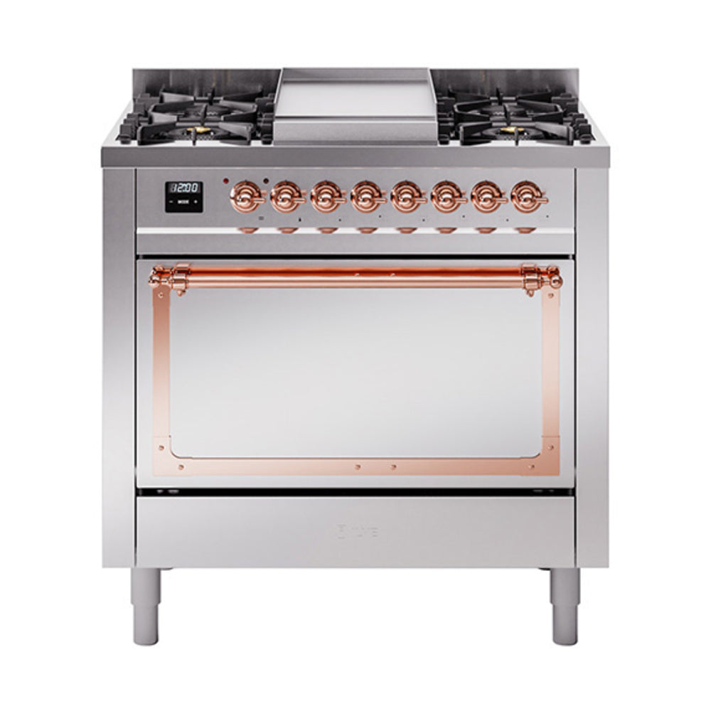 ILVE Nostalgie II Noblesse 36" Dual Fuel Range with Solid Door UN36FQNMP