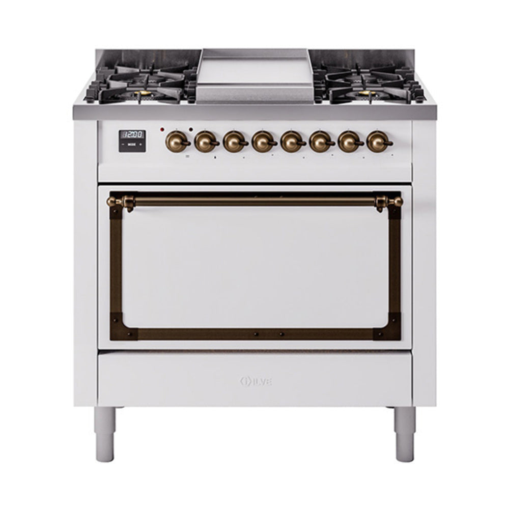 ILVE Nostalgie II Noblesse 36" Dual Fuel Range with Solid Door UN36FQNMP