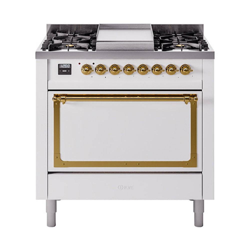 ILVE Nostalgie II Noblesse 36" Dual Fuel Range with Solid Door UN36FQNMP