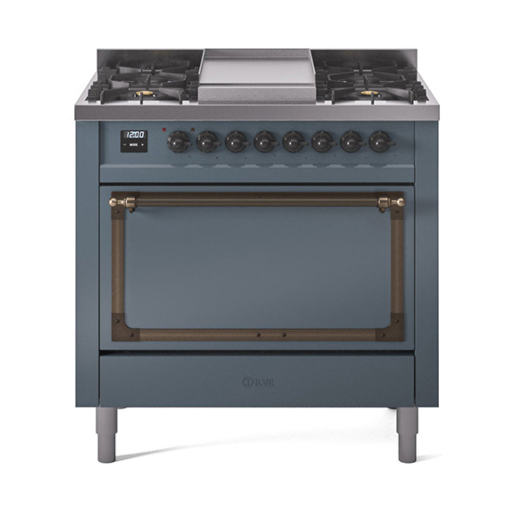 ILVE Nostalgie II Noblesse 36" Dual Fuel Range with Solid Door UN36FQNMP