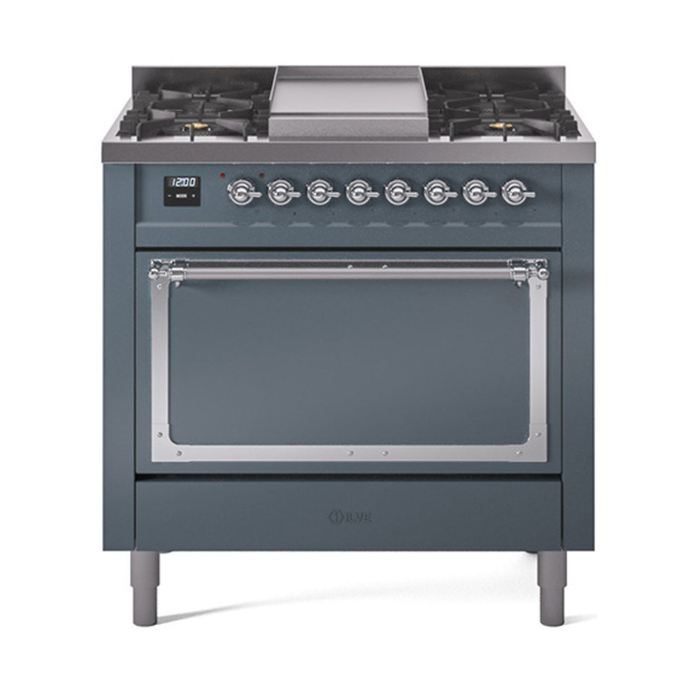 ILVE Nostalgie II Noblesse 36" Dual Fuel Range with Solid Door UN36FQNMP