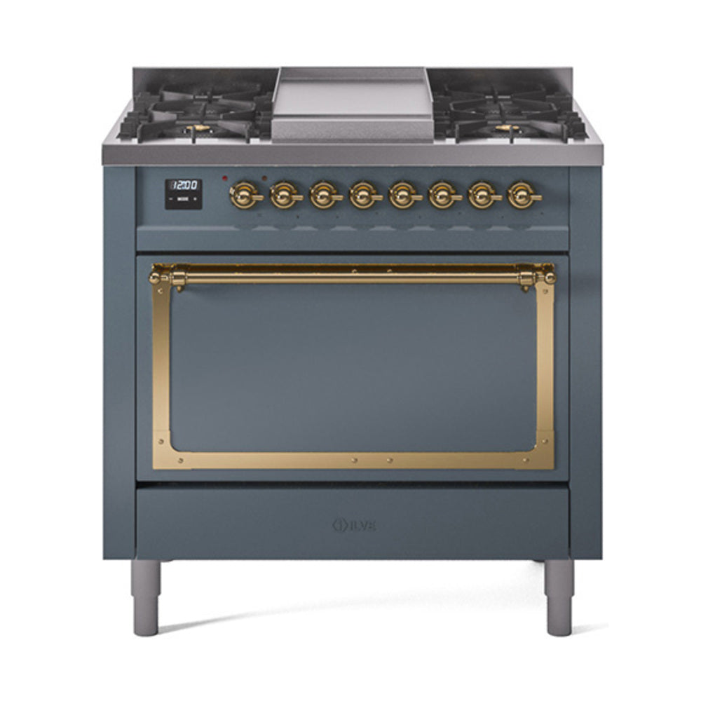 ILVE Nostalgie II Noblesse 36" Dual Fuel Range with Solid Door UN36FQNMP