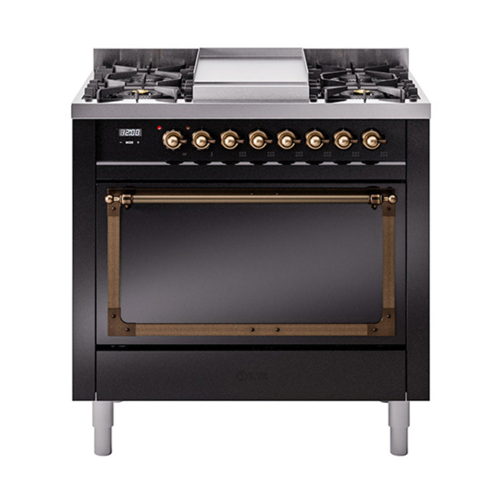 ILVE Nostalgie II Noblesse 36" Dual Fuel Range with Solid Door UN36FQNMP