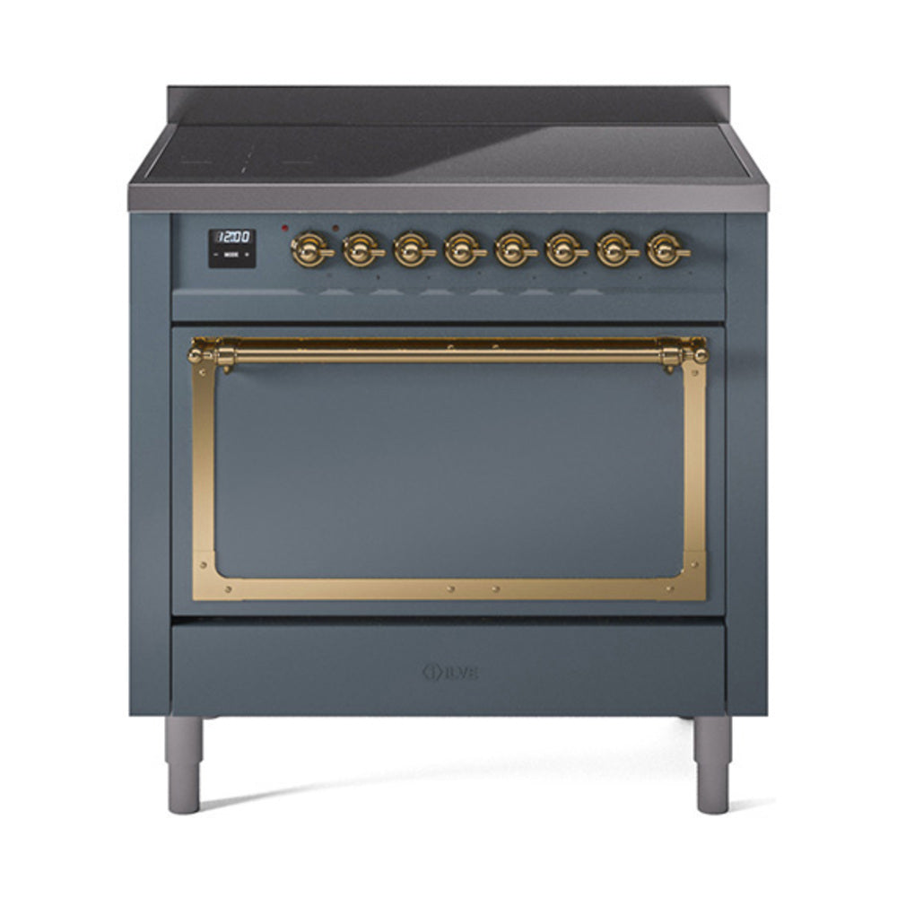 ILVE Nostalgie II Noblesse 36" Induction Freestanding Range with Solid Door UNI366QNMP