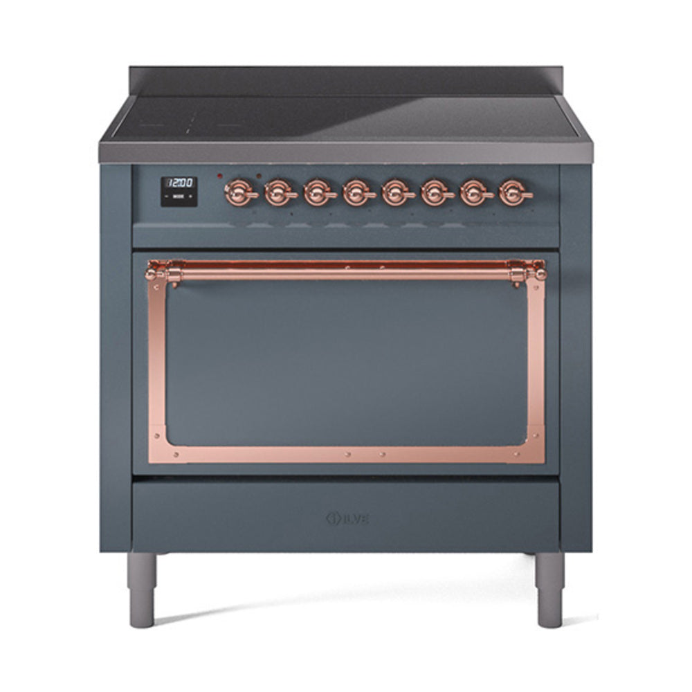 ILVE Nostalgie II Noblesse 36" Induction Freestanding Range with Solid Door UNI366QNMP