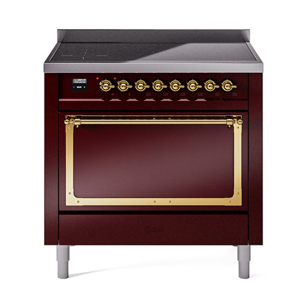 ILVE Nostalgie II Noblesse 36" Induction Freestanding Range with Solid Door UNI366QNMP