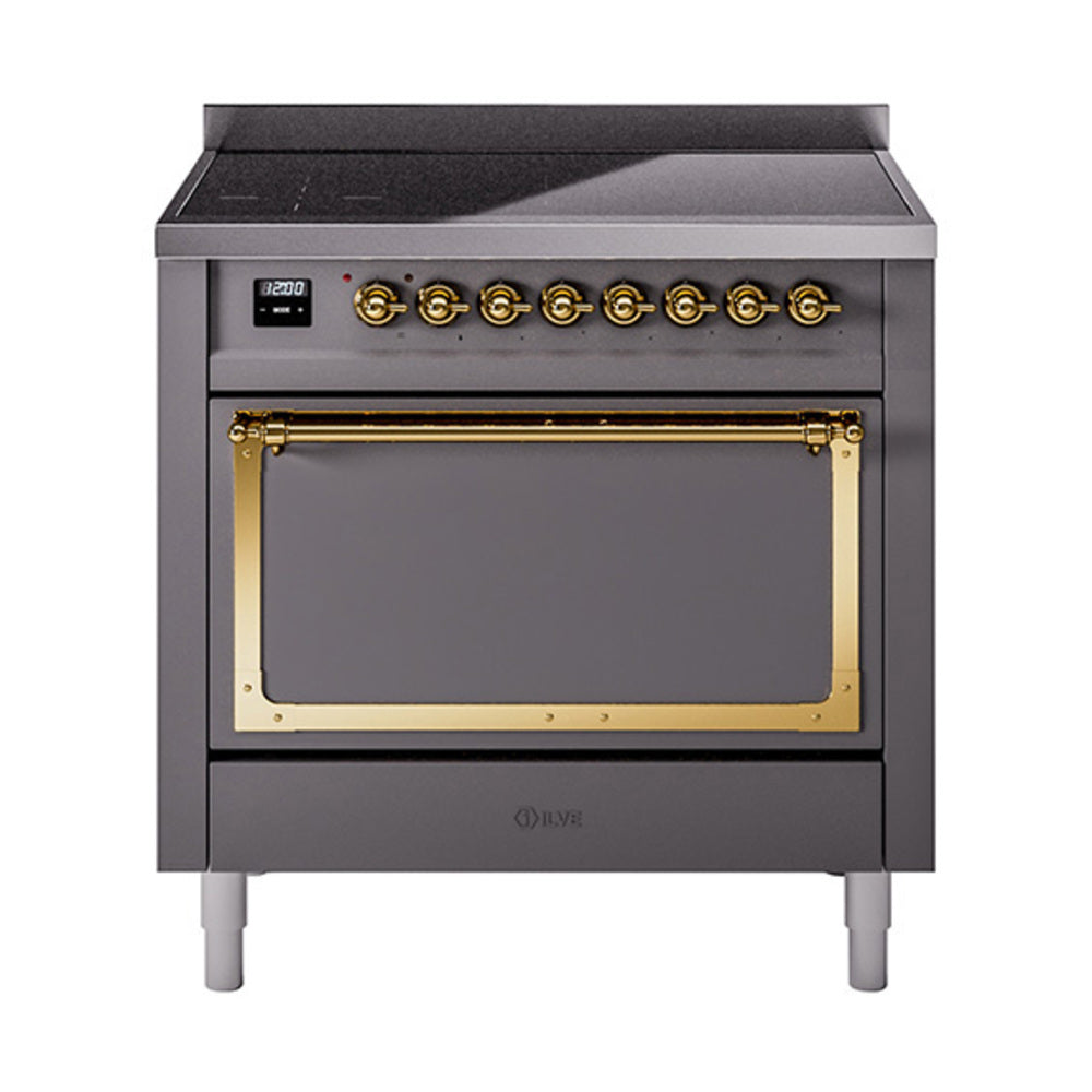 ILVE Nostalgie II Noblesse 36" Induction Freestanding Range with Solid Door UNI366QNMP