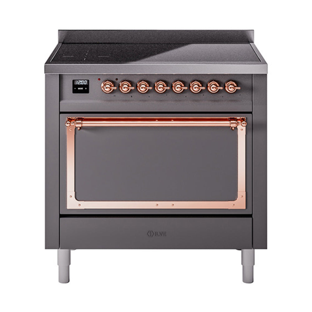 ILVE Nostalgie II Noblesse 36" Induction Freestanding Range with Solid Door UNI366QNMP