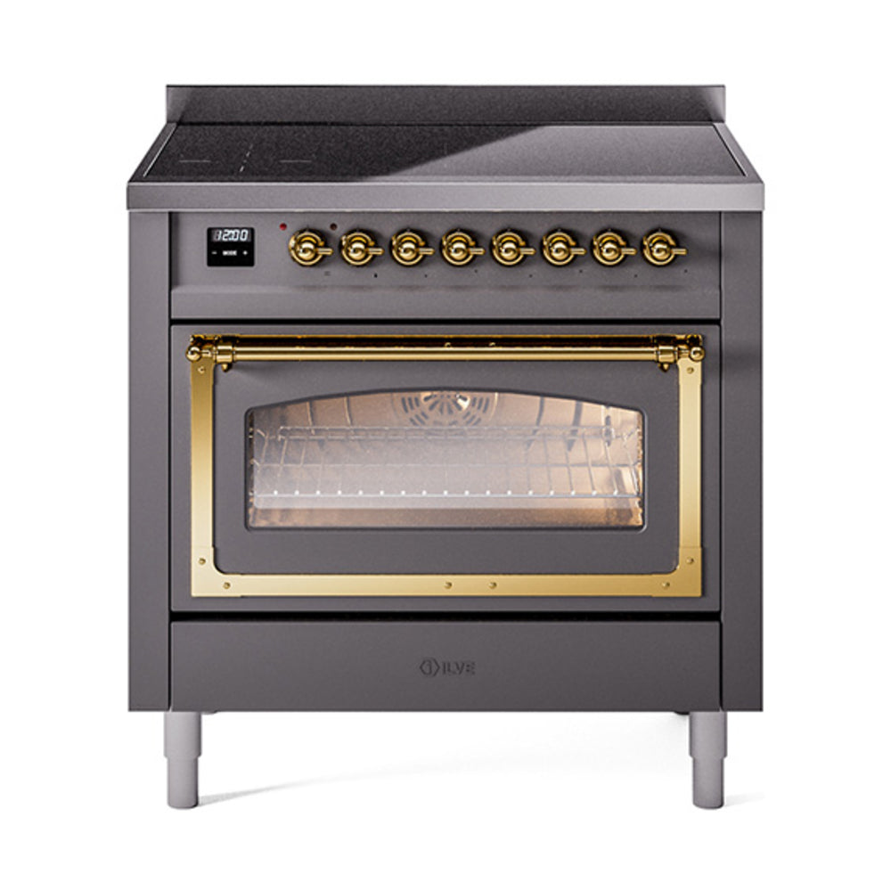 ILVE Nostalgie II Noblesse 36" Induction Freestanding Range with Triple Glass Door UNI366NMP