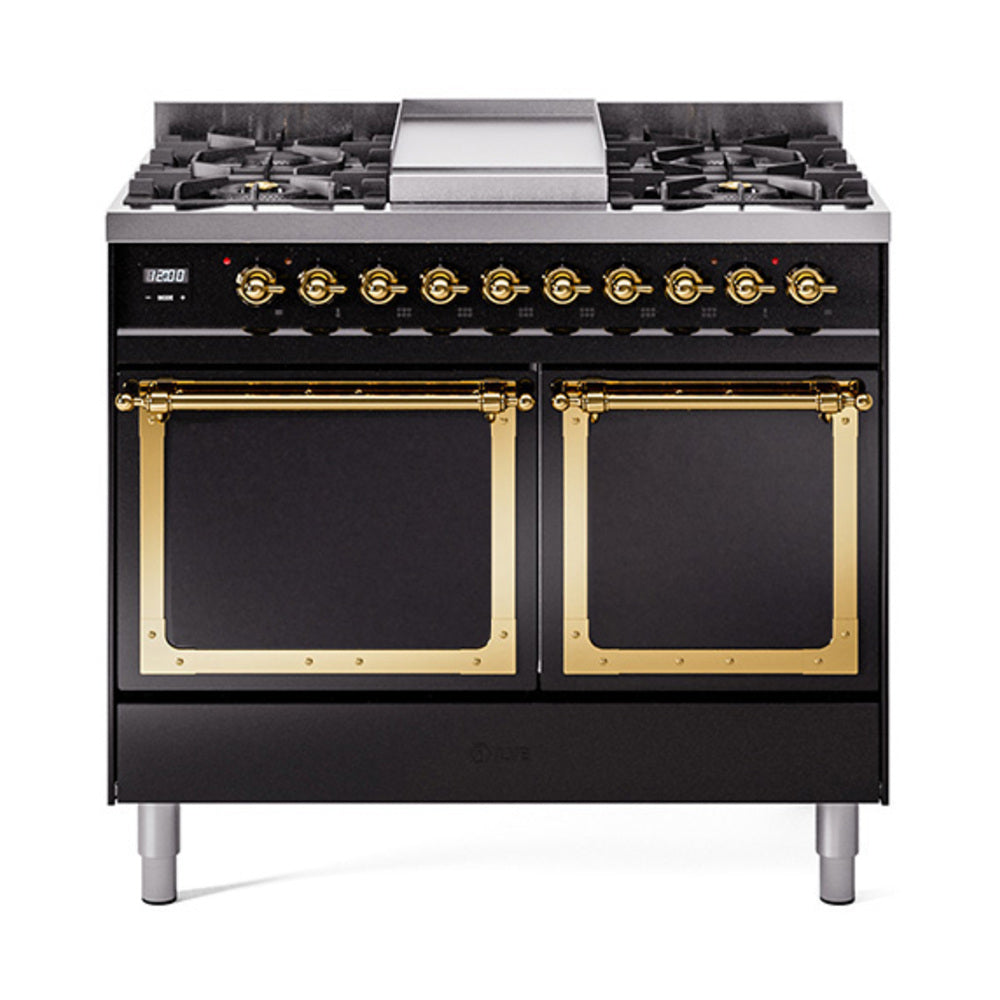 ILVE Nostalgie II Noblesse 40" Dual Fuel Freestanding Range 6 Sealed Burners + Griddle with Solid Door UND40FQNMP