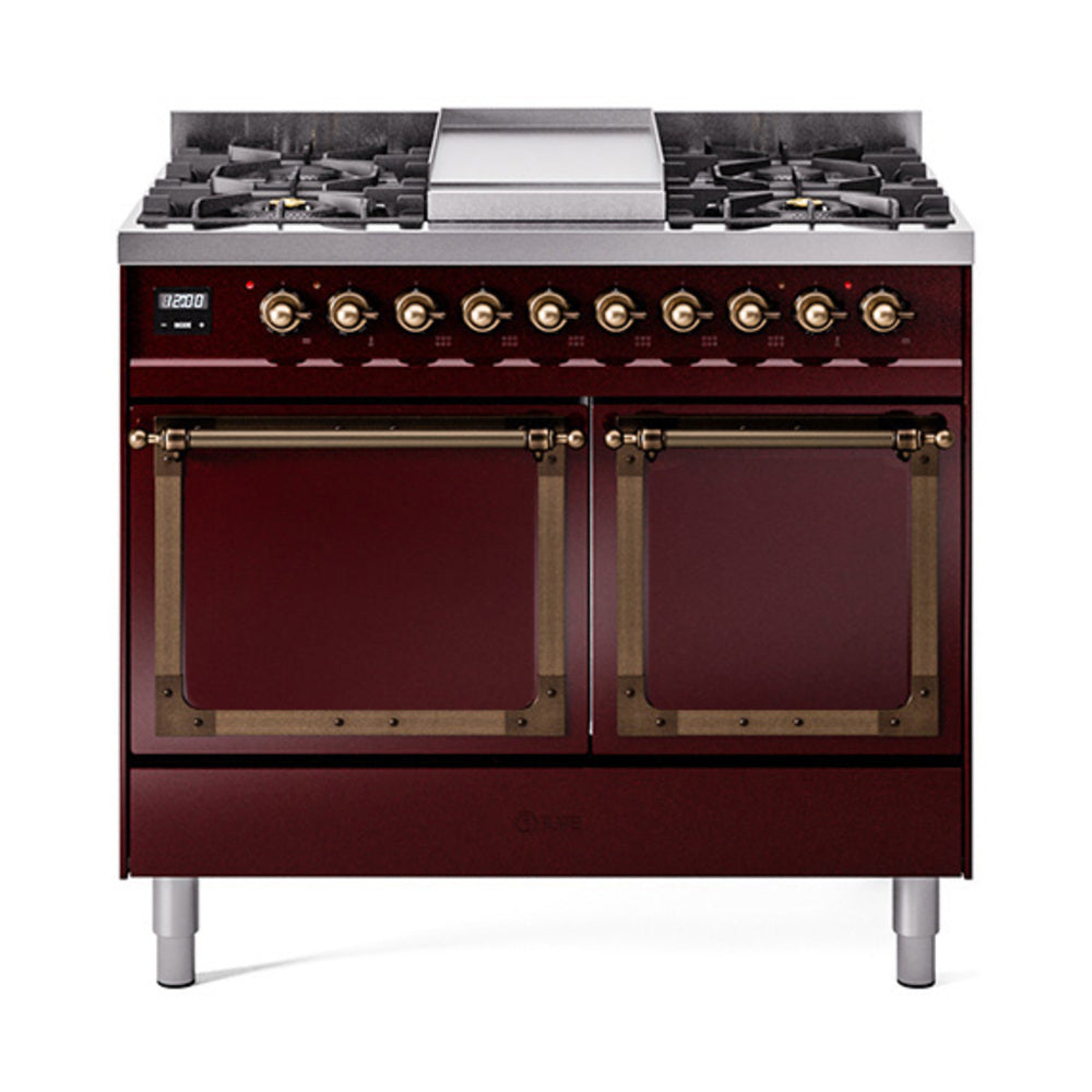 ILVE Nostalgie II Noblesse 40" Dual Fuel Freestanding Range 6 Sealed Burners + Griddle with Solid Door UND40FQNMP