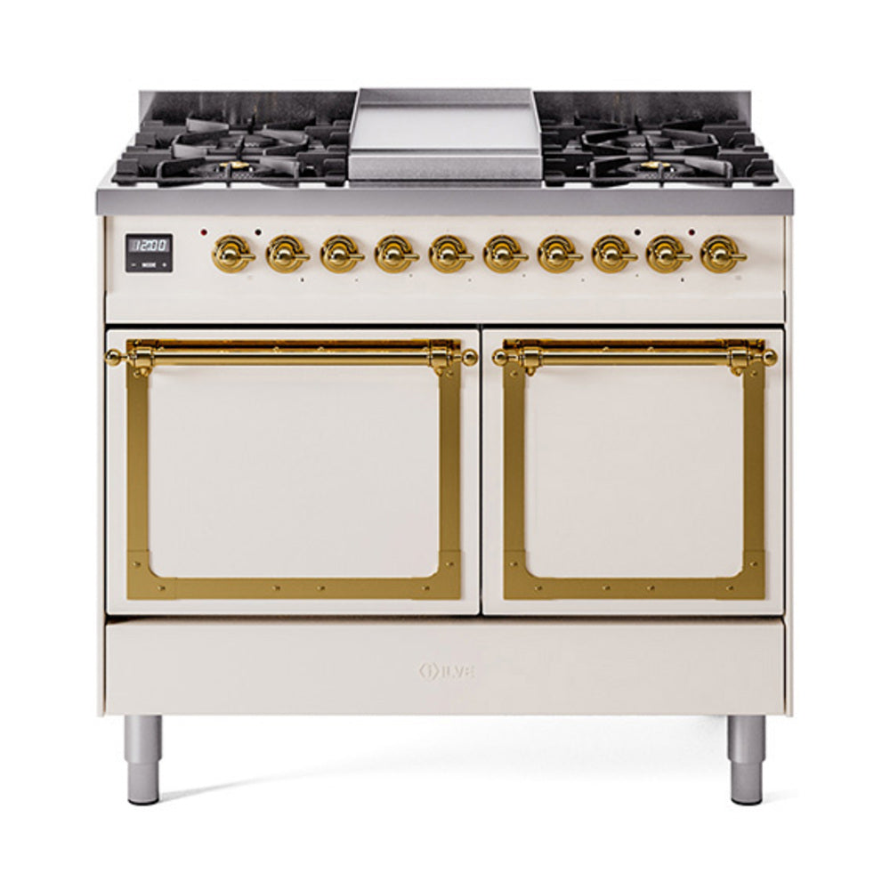 ILVE Nostalgie II Noblesse 40" Dual Fuel Freestanding Range 6 Sealed Burners + Griddle with Solid Door UND40FQNMP