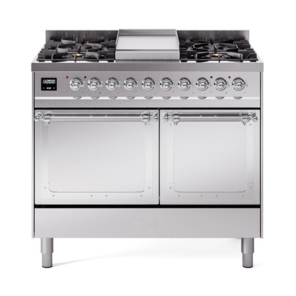 ILVE Nostalgie II Noblesse 40" Dual Fuel Freestanding Range 6 Sealed Burners + Griddle with Solid Door UND40FQNMP