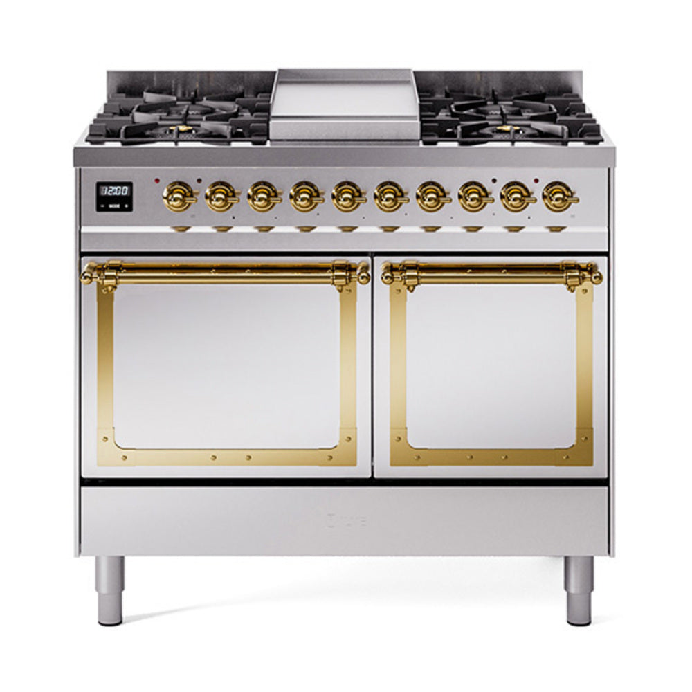 ILVE Nostalgie II Noblesse 40" Dual Fuel Freestanding Range 6 Sealed Burners + Griddle with Solid Door UND40FQNMP