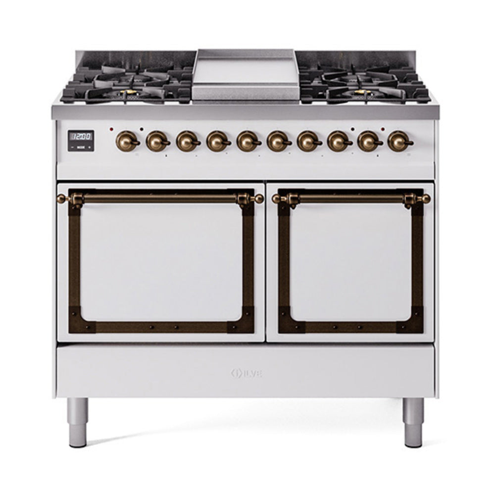 ILVE Nostalgie II Noblesse 40" Dual Fuel Freestanding Range 6 Sealed Burners + Griddle with Solid Door UND40FQNMP