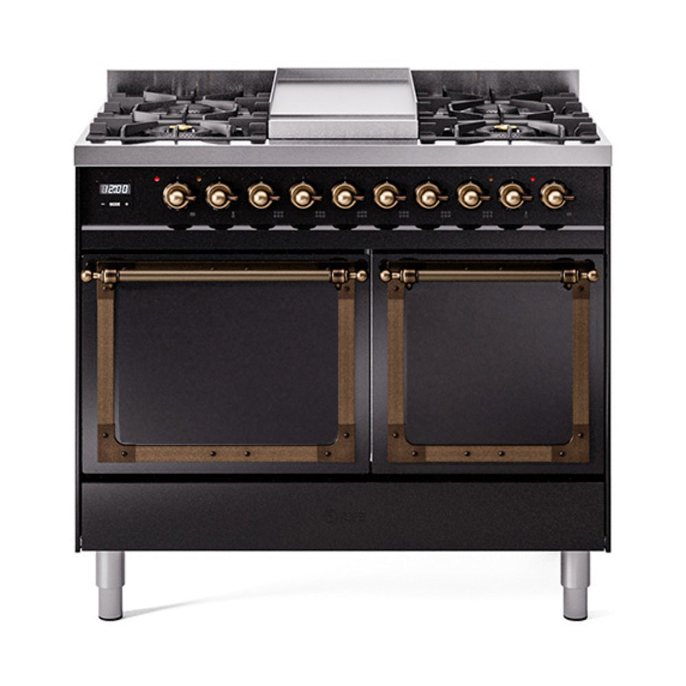 ILVE Nostalgie II Noblesse 40" Dual Fuel Freestanding Range 6 Sealed Burners + Griddle with Solid Door UND40FQNMP