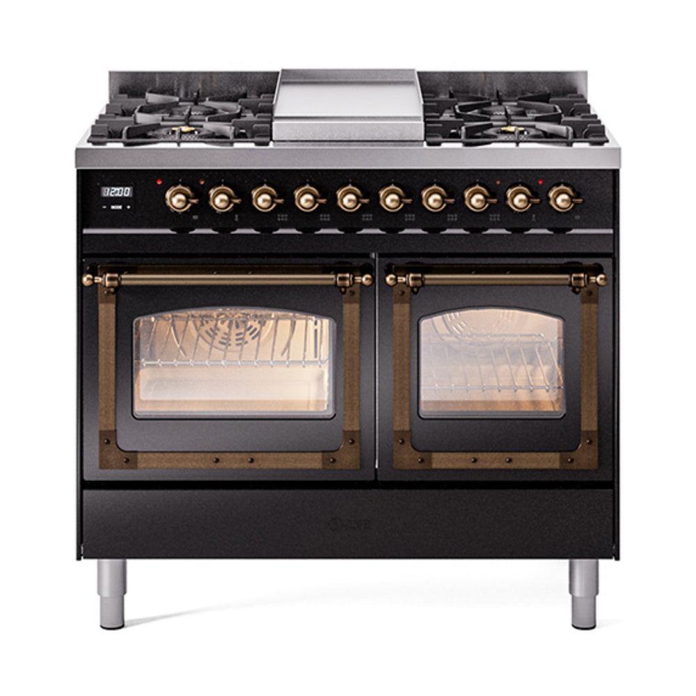 ILVE Nostalgie II Noblesse 40" Dual Fuel Freestanding Range with 9 Sealed Burners + Griddle Triple Glass Door UND40FNMP