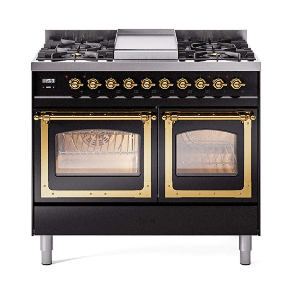 ILVE Nostalgie II Noblesse 40" Dual Fuel Freestanding Range with 9 Sealed Burners + Griddle Triple Glass Door UND40FNMP