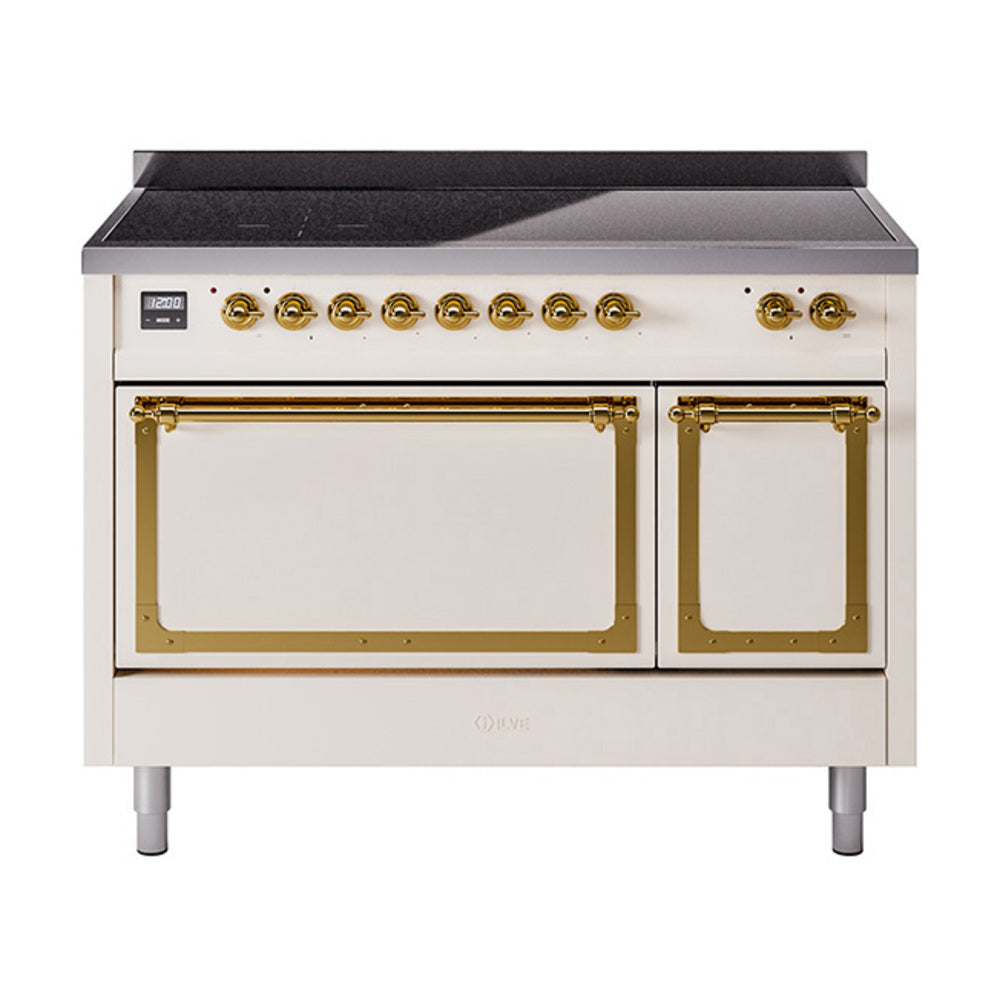 ILVE Nostalgie II Noblesse 48" Induction Freestanding Range with Solid Door UNI486QNMP