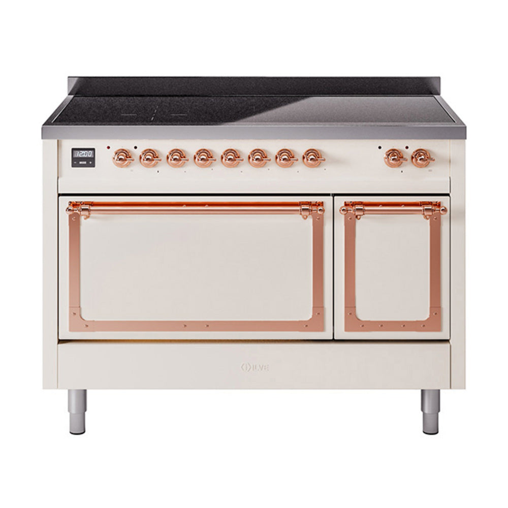 ILVE Nostalgie II Noblesse 48" Induction Freestanding Range with Solid Door UNI486QNMP