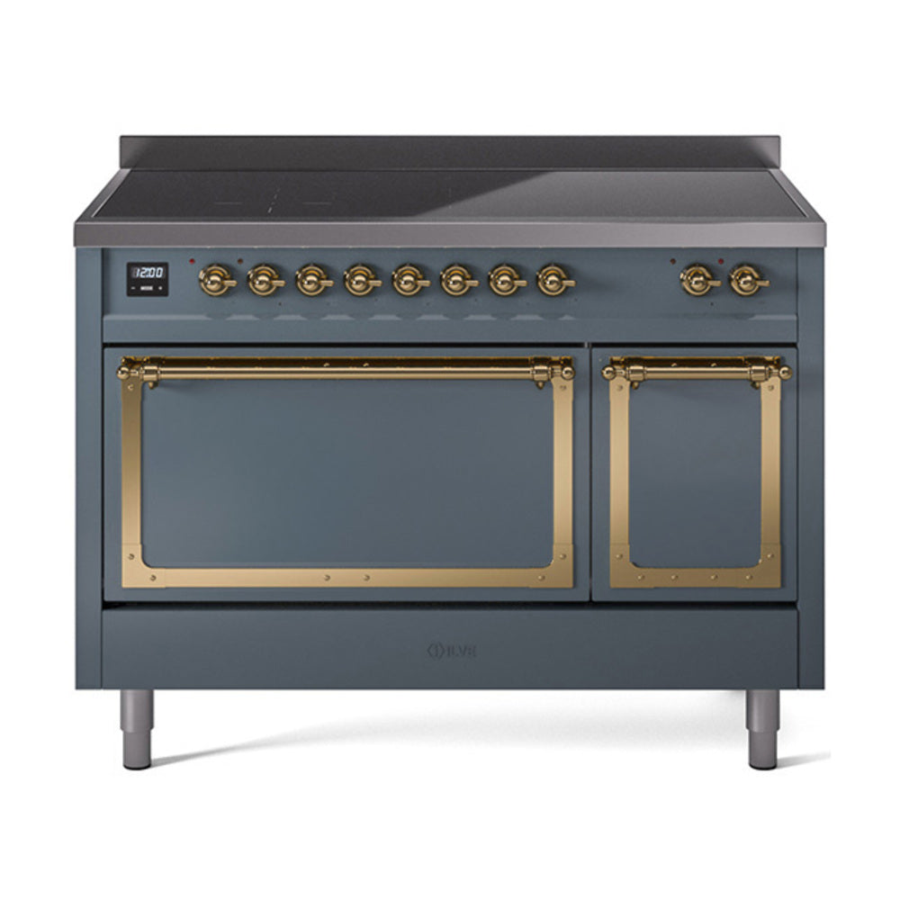 ILVE Nostalgie II Noblesse 48" Induction Freestanding Range with Solid Door UNI486QNMP