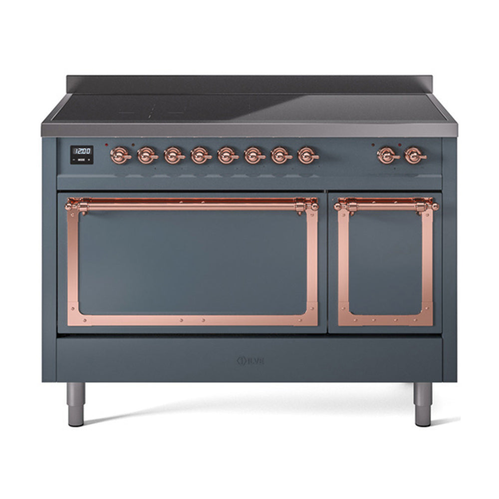 ILVE Nostalgie II Noblesse 48" Induction Freestanding Range with Solid Door UNI486QNMP