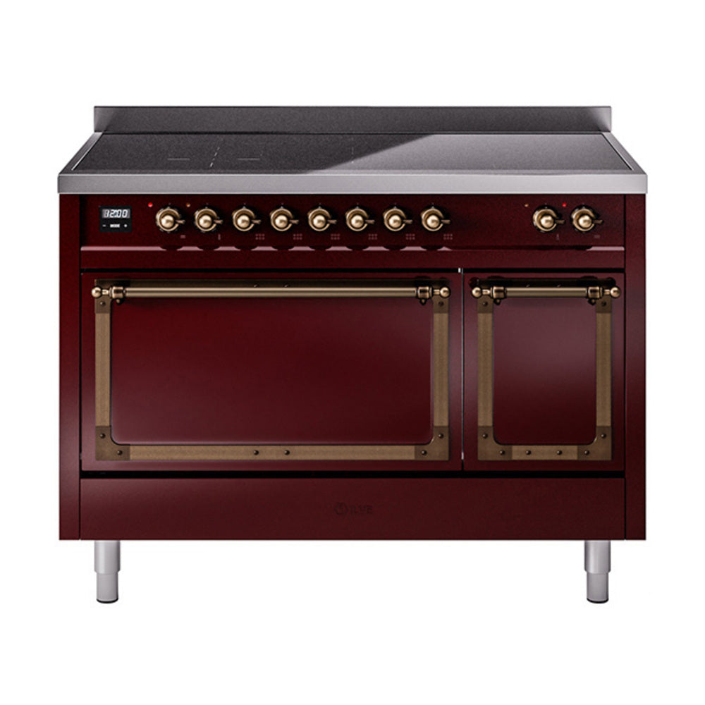 ILVE Nostalgie II Noblesse 48" Induction Freestanding Range with Solid Door UNI486QNMP