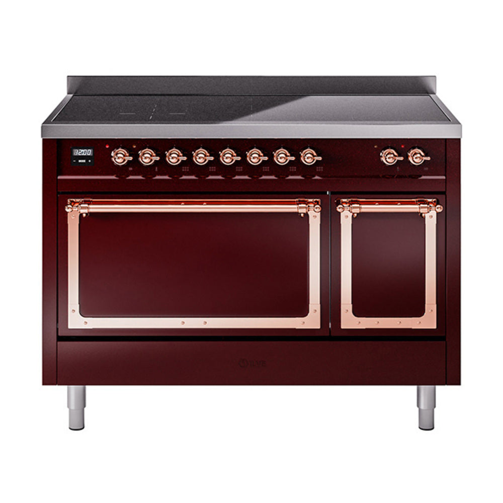 ILVE Nostalgie II Noblesse 48" Induction Freestanding Range with Solid Door UNI486QNMP