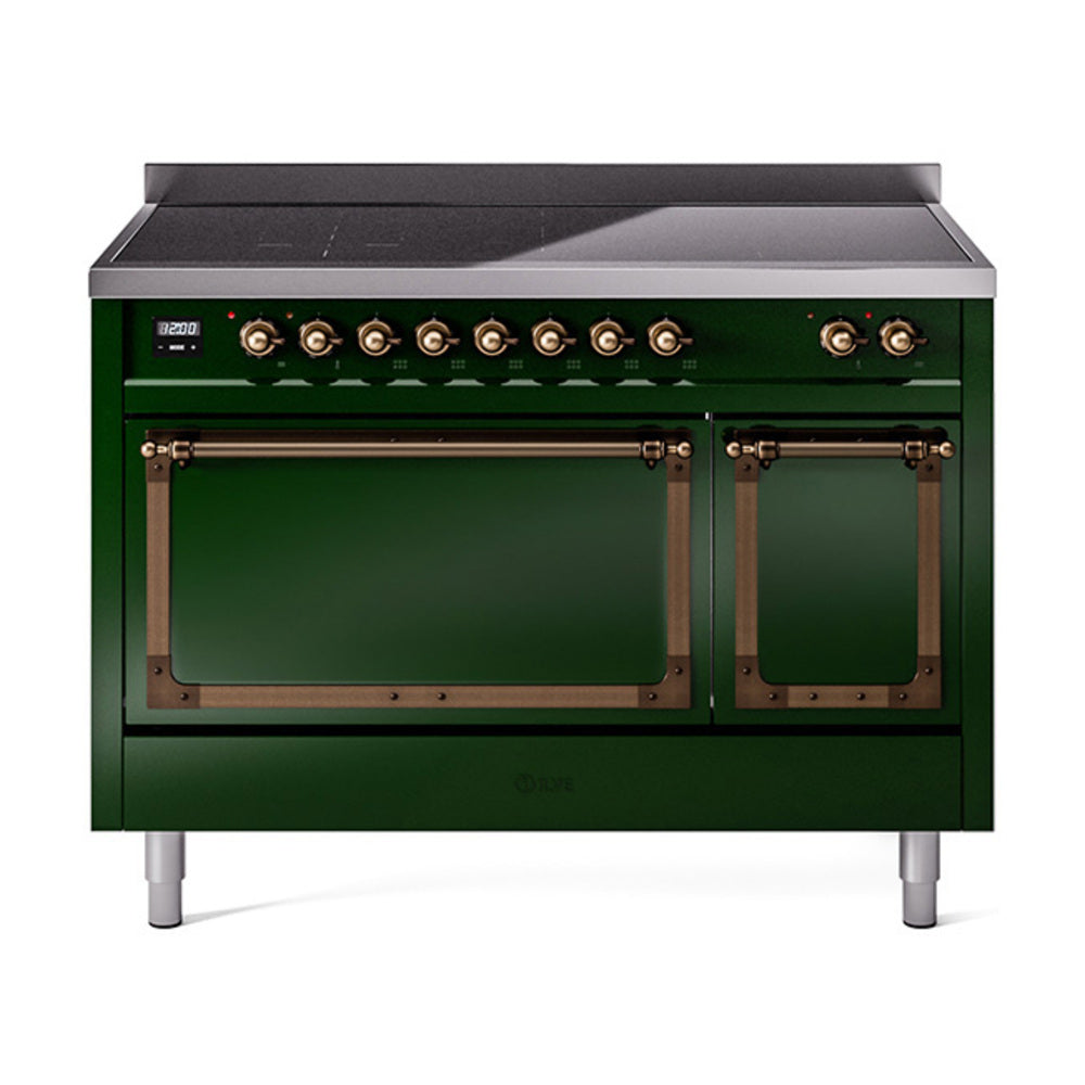 ILVE Nostalgie II Noblesse 48" Induction Freestanding Range with Solid Door UNI486QNMP