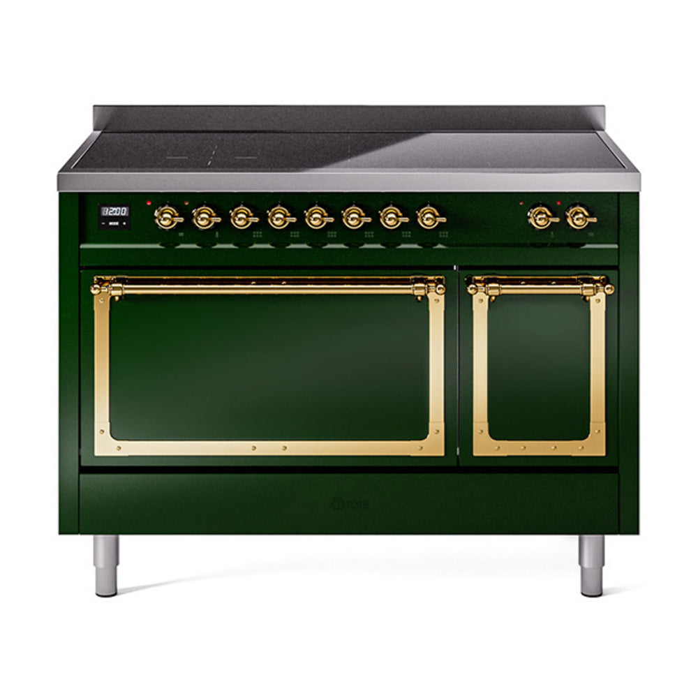 ILVE Nostalgie II Noblesse 48" Induction Freestanding Range with Solid Door UNI486QNMP