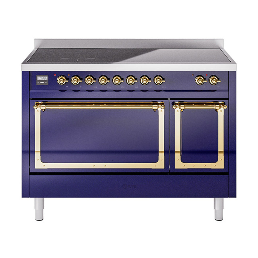 ILVE Nostalgie II Noblesse 48" Induction Freestanding Range with Solid Door UNI486QNMP