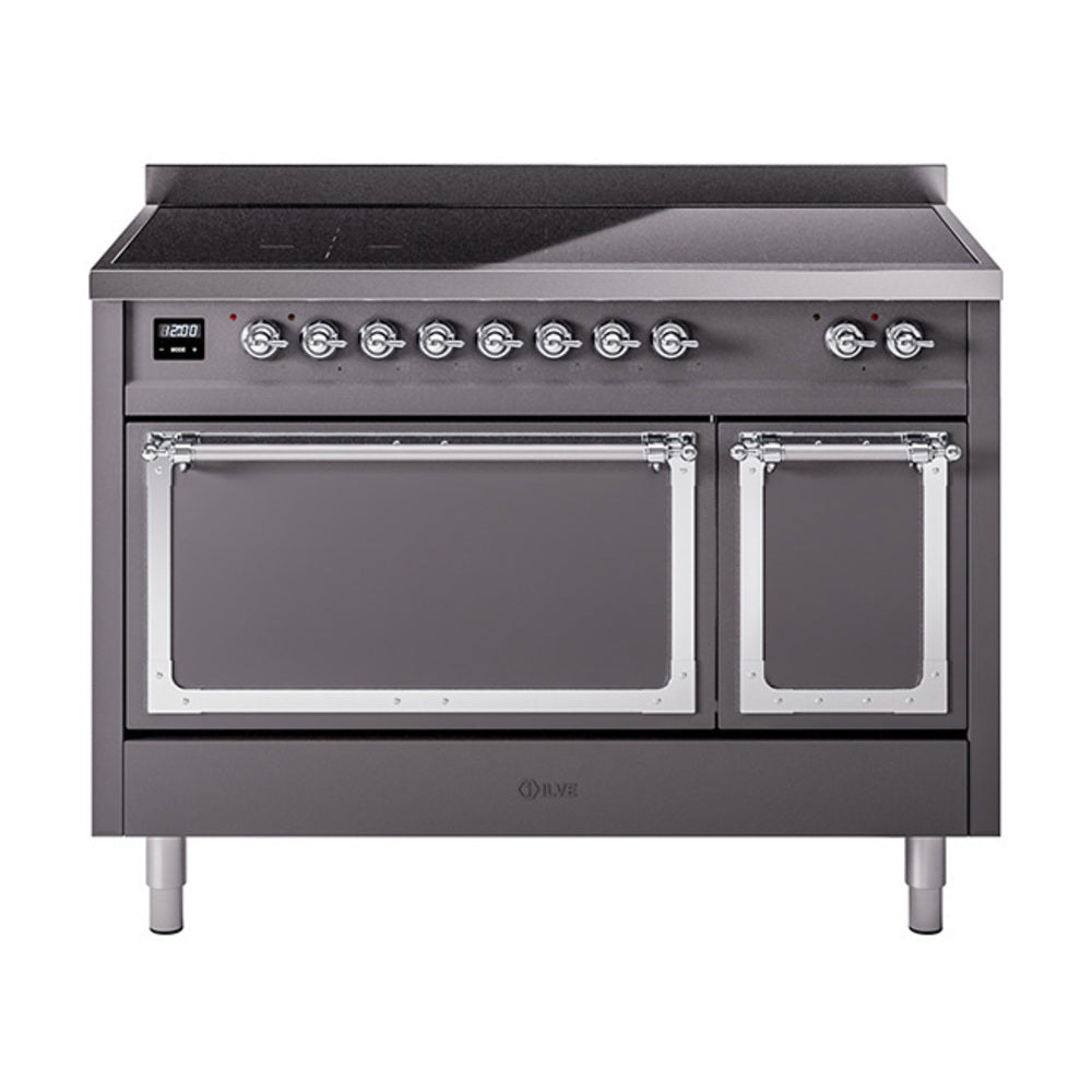 ILVE Nostalgie II Noblesse 48" Induction Freestanding Range with Solid Door UNI486QNMP