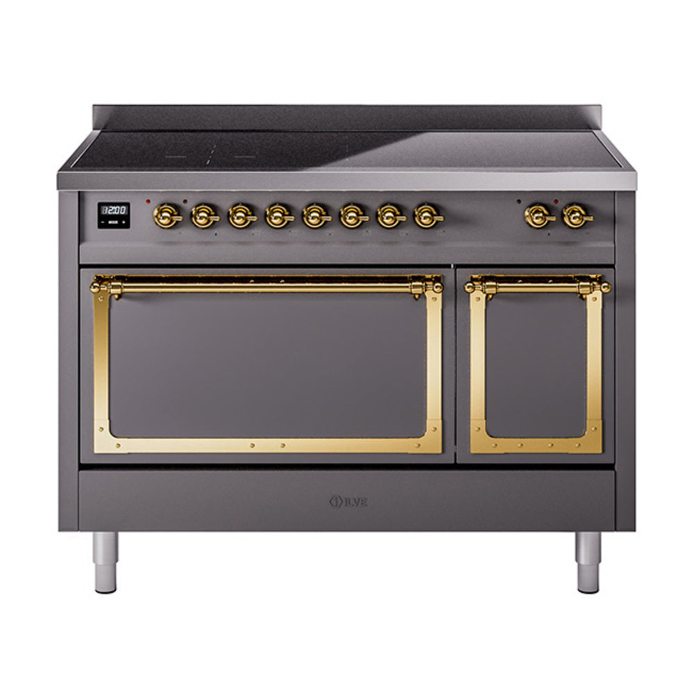 ILVE Nostalgie II Noblesse 48" Induction Freestanding Range with Solid Door UNI486QNMP