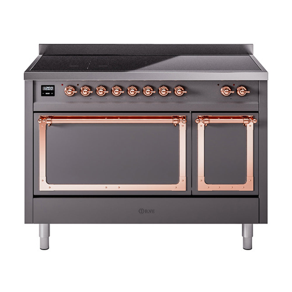 ILVE Nostalgie II Noblesse 48" Induction Freestanding Range with Solid Door UNI486QNMP