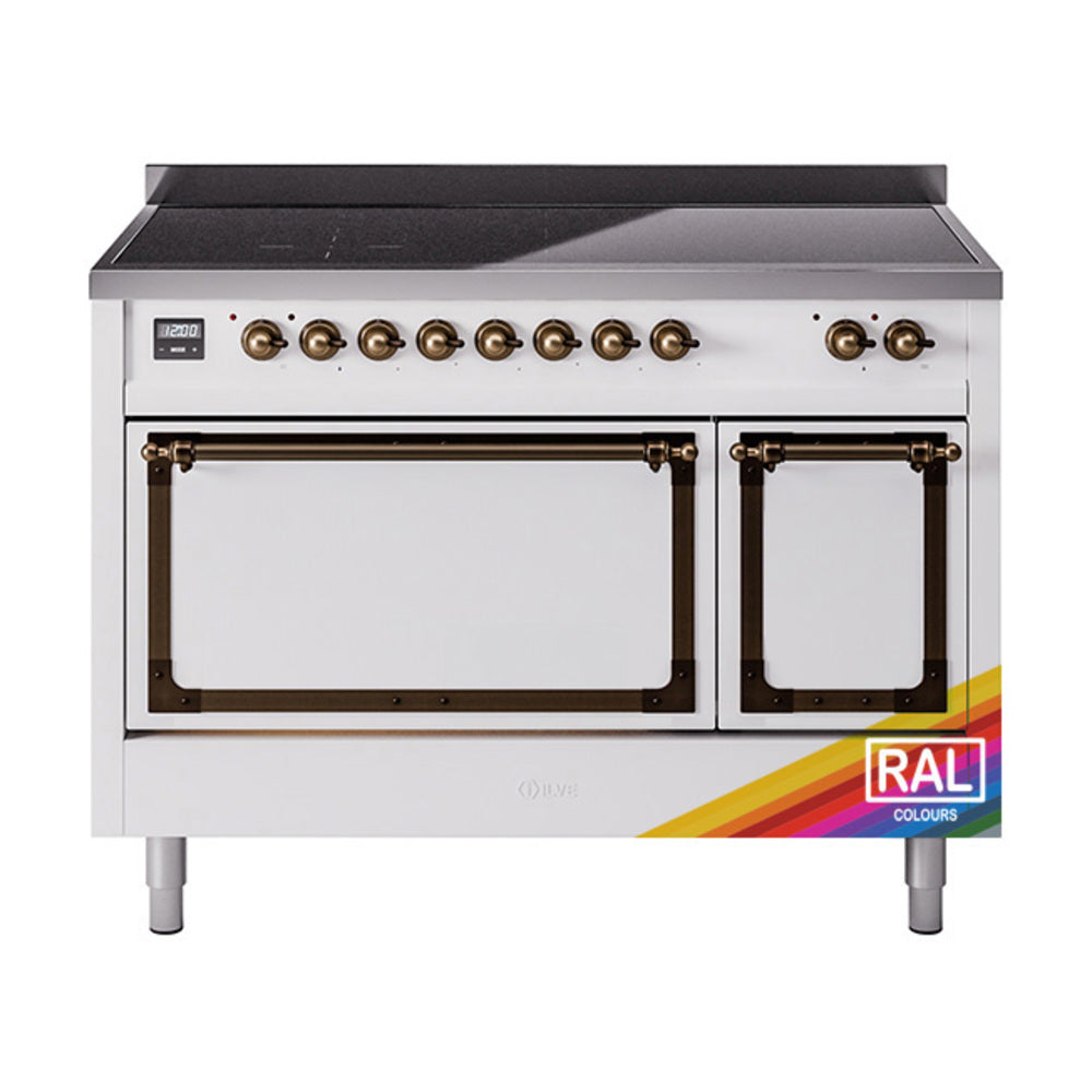 ILVE Nostalgie II Noblesse 48" Induction Freestanding Range with Solid Door UNI486QNMP